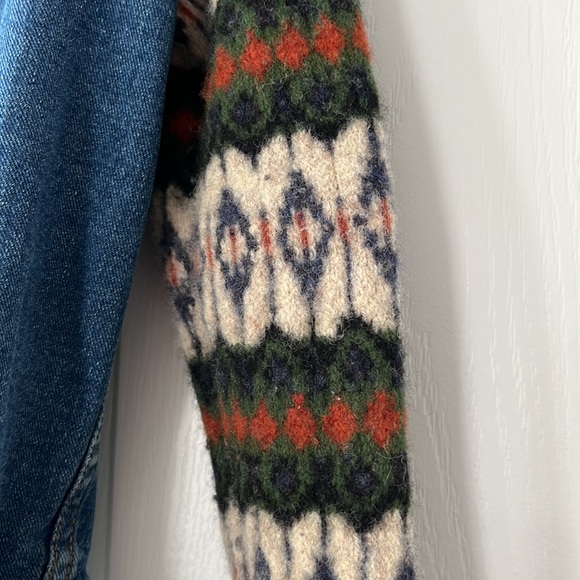 EUC Free People blue denim jacket with knitted Cyprus sleeves - Picture 12 of 14